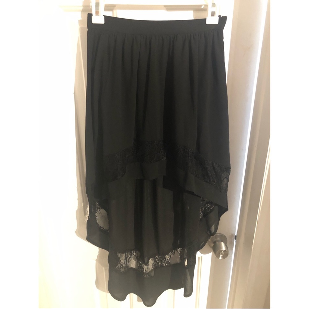 Black high low lace skirt